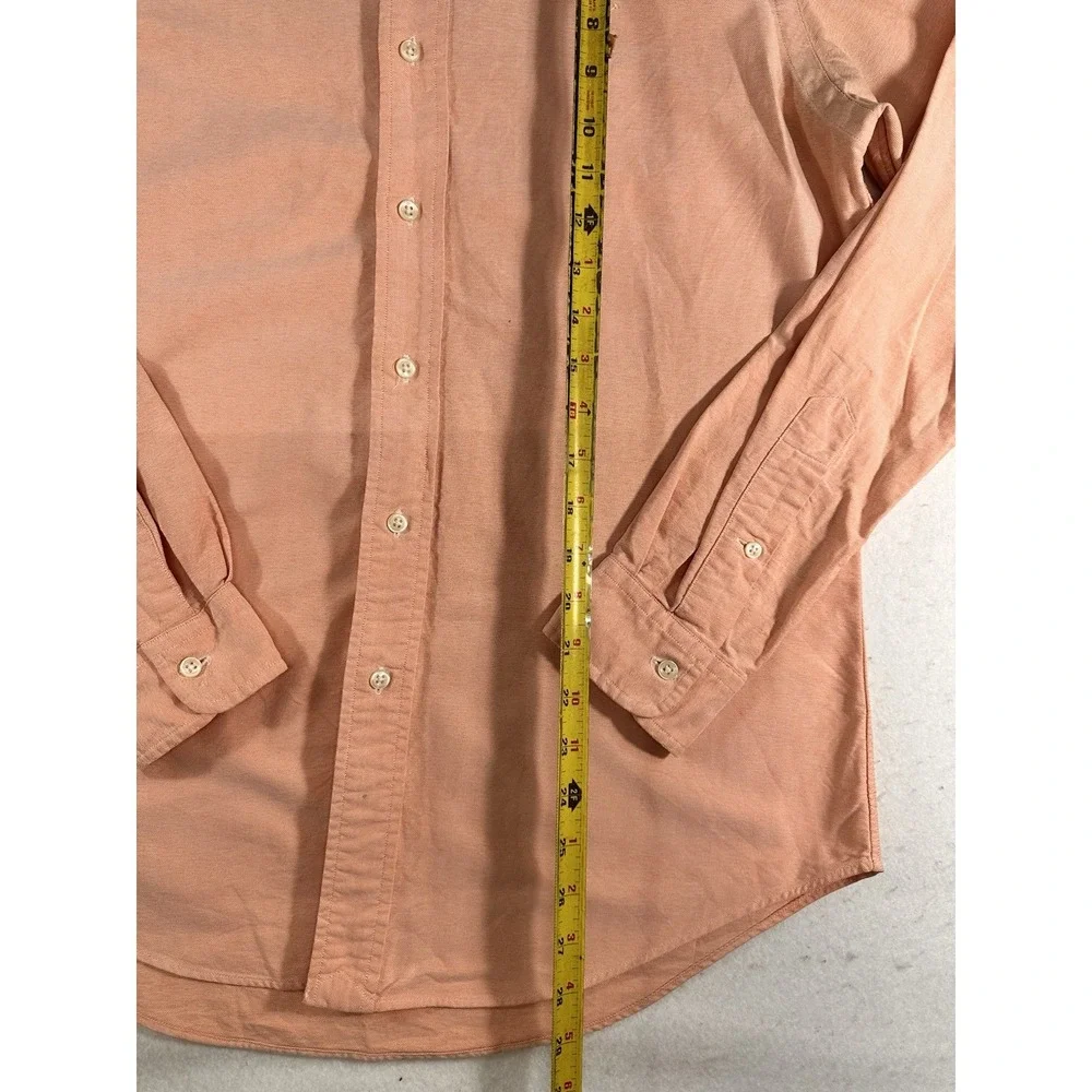 Ralph Lauren Mens Button Down Shirt Medium Peach Pink Custom Fit Oxford Cotton